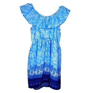 YOUNG LAND GIRLS BLUE PATTERNED DRESS SIZE 6